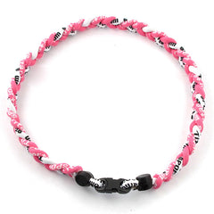 MapofBeauty 18-inch three braided rope tornado necklace in pink and white, possible focus boost.