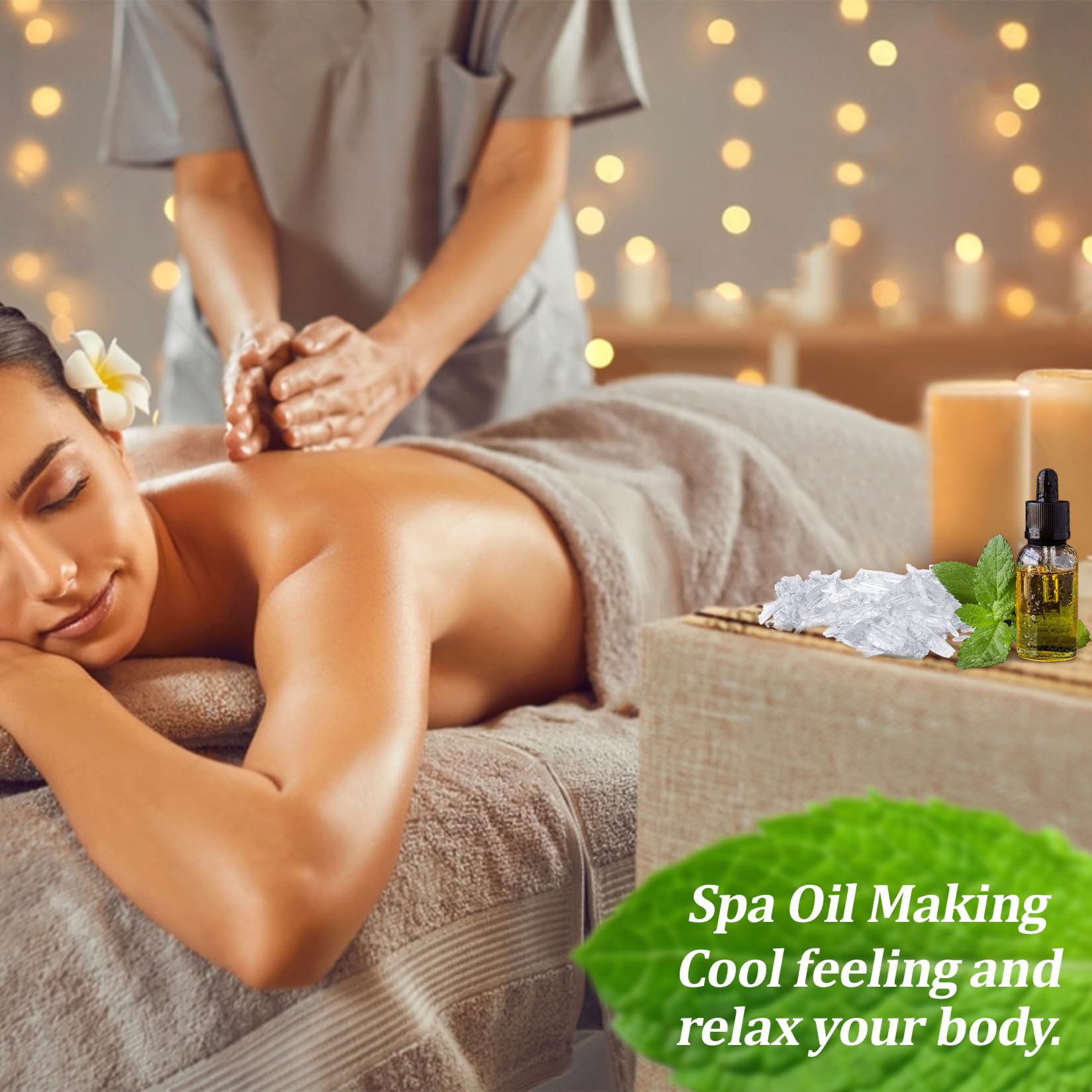 MAQIHAN menthol crystal bulk adds mint cooling to cosmetics or bathroom products.