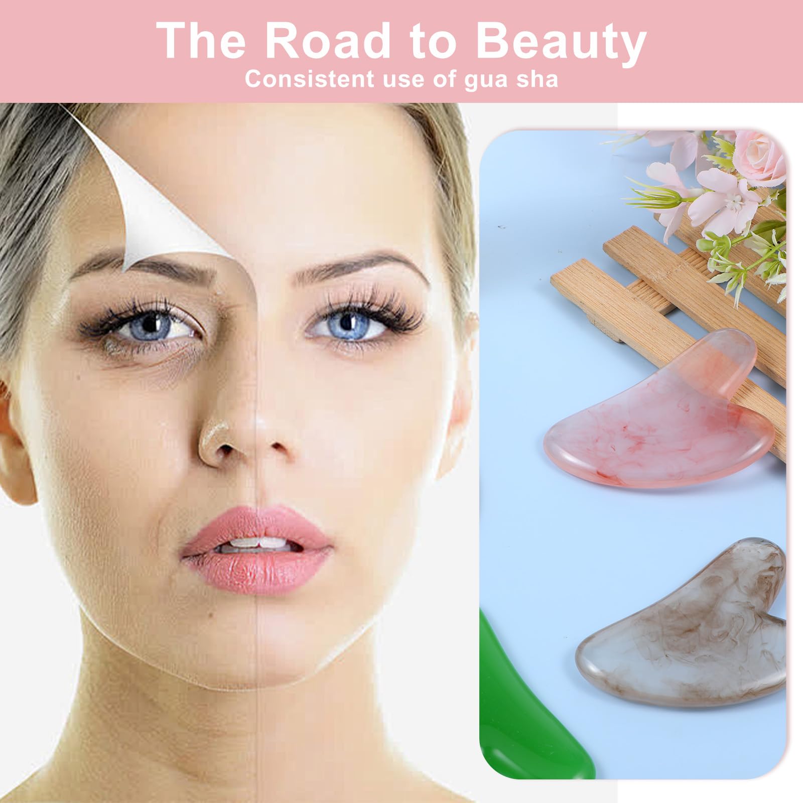 Maquita heart-shaped gua sha in green aids lymphatic-friendly massage