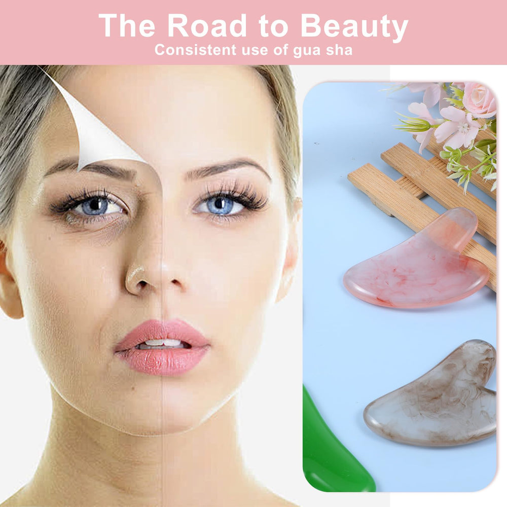 Maquita heart-shaped gua sha in green aids lymphatic-friendly massage