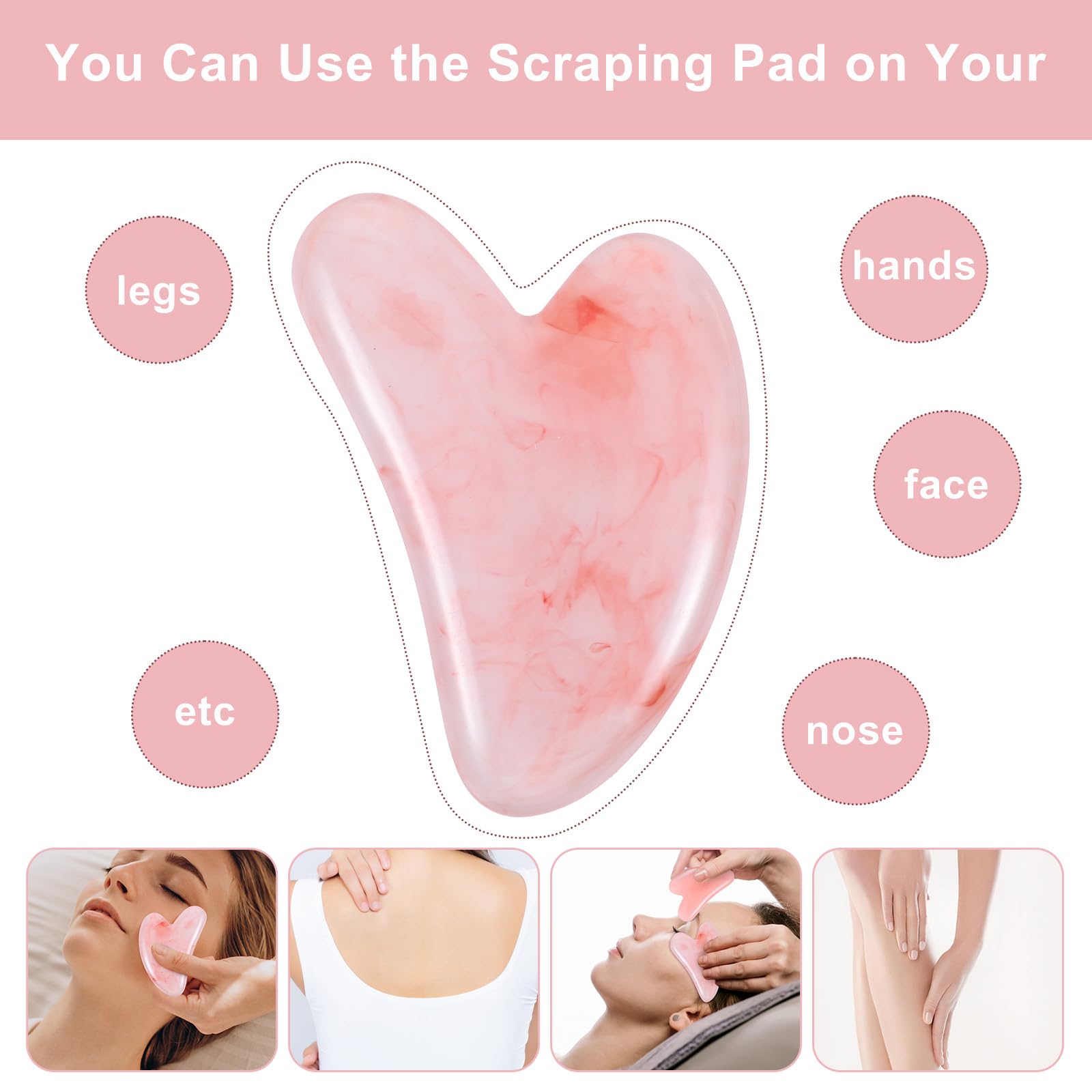 Maquita heart-shaped gua sha in pink supports daily self-care rituals