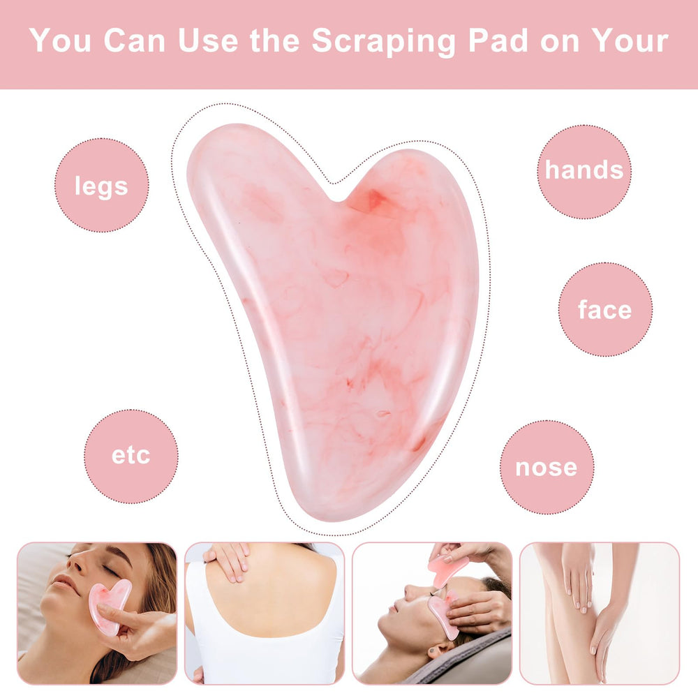 Maquita heart-shaped gua sha in pink supports daily self-care rituals