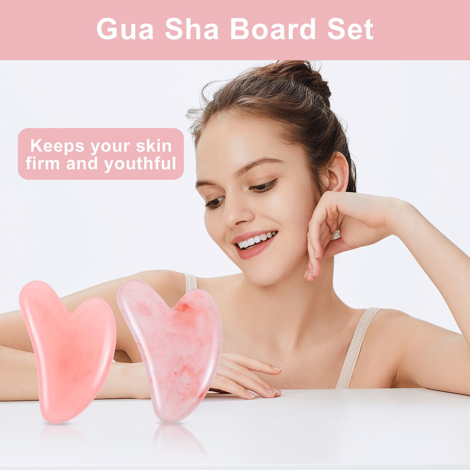 Maquita heart-shaped gua sha in white for soothing forehead massages