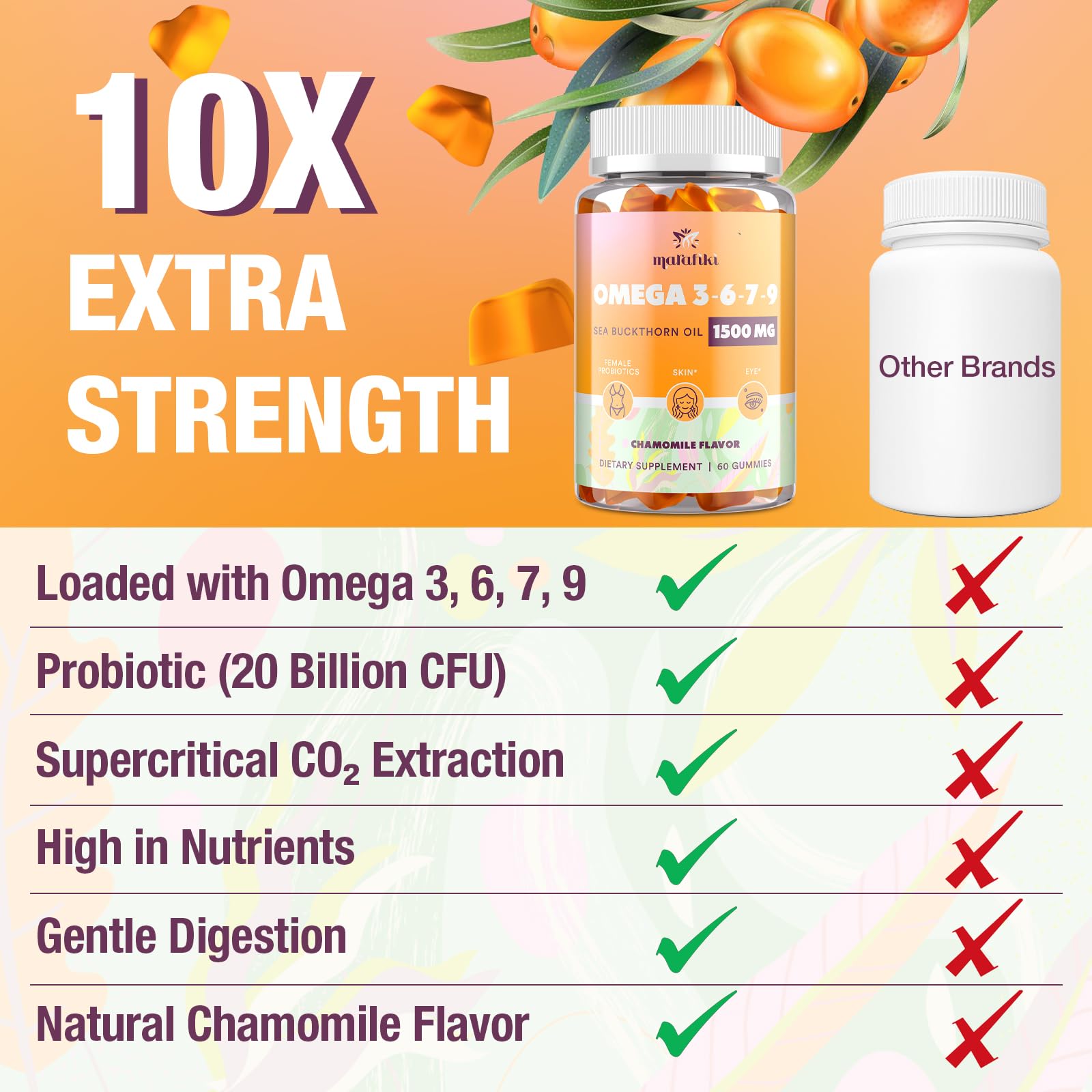 Marafiki evening primrose oil bottle with vitamins A and E.