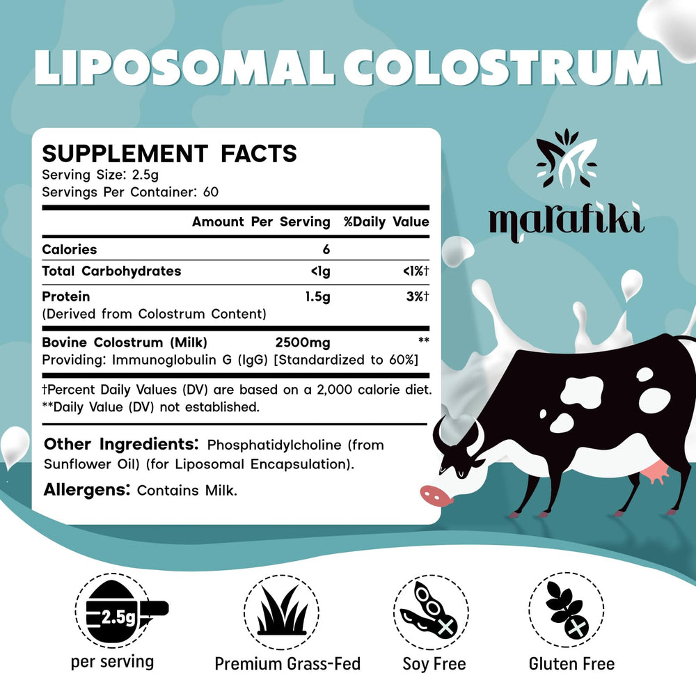 Marafiki grass-fed colostrum source bottle highlighting premium quality.