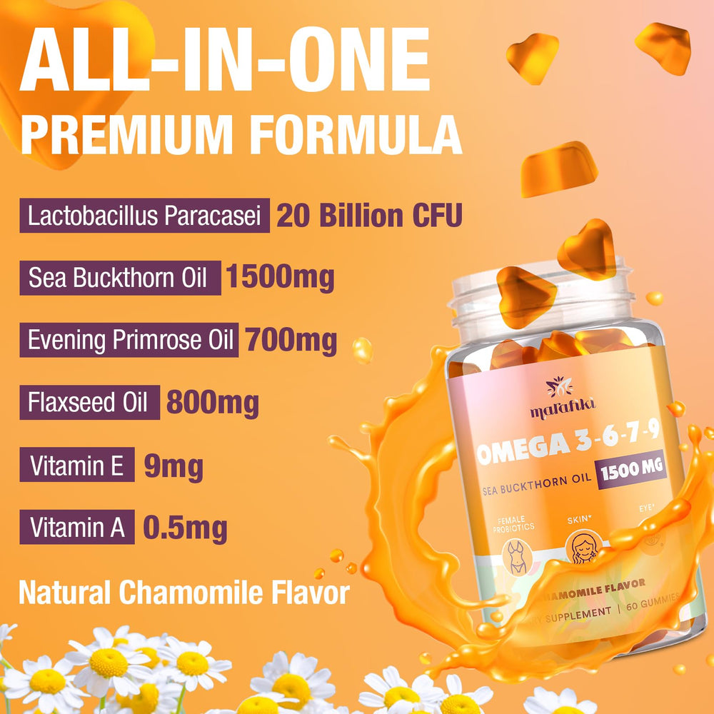 Marafiki sea buckthorn oil ingredient highlighting omega-7 richness.