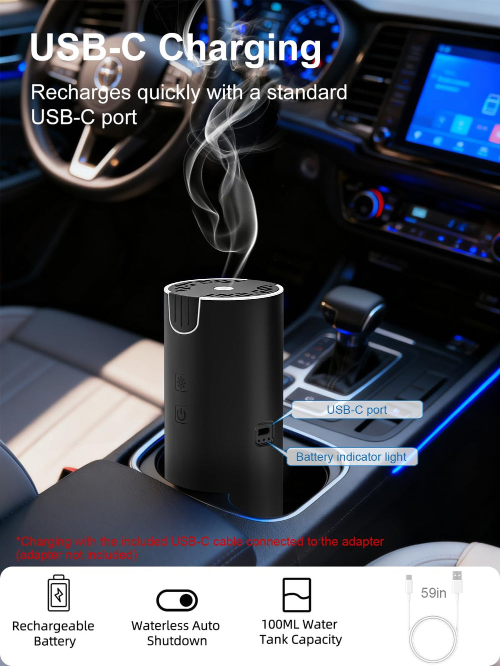Marchred diffuser with intermittent spray mode for subtle aroma.