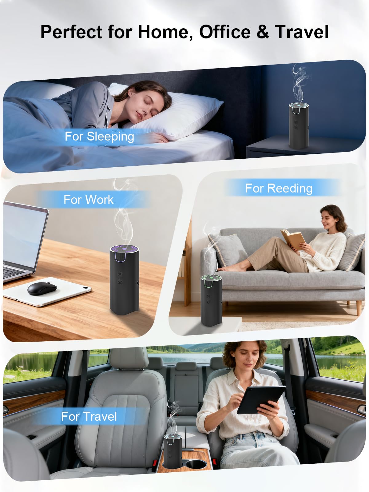 Marchred portable cordless diffuser fits car and desk spaces.