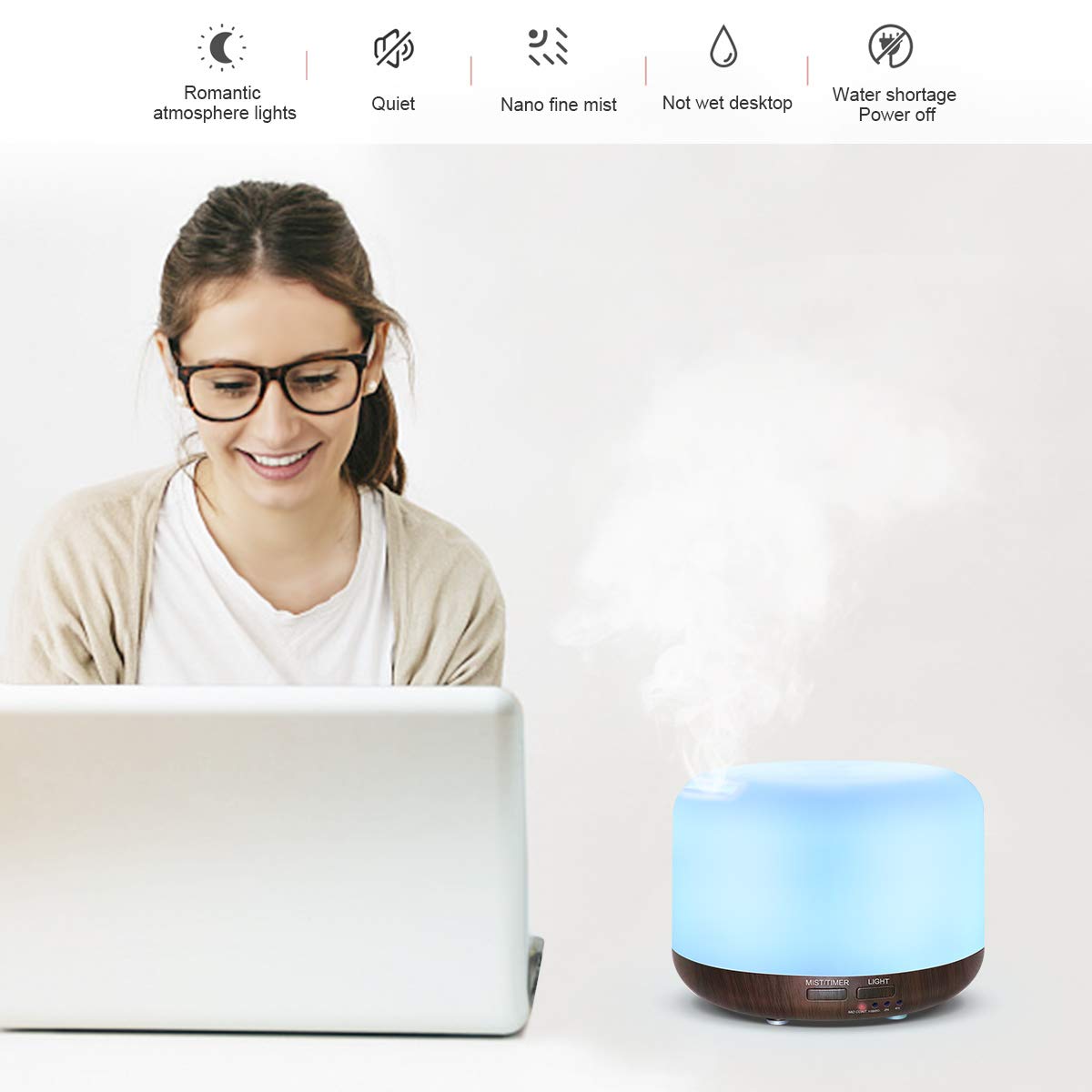 Marchred remote control diffuser for easy mist timing and settings.