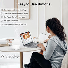 Marchred ultrasonic cool-mist diffuser operates quietly for focused work.