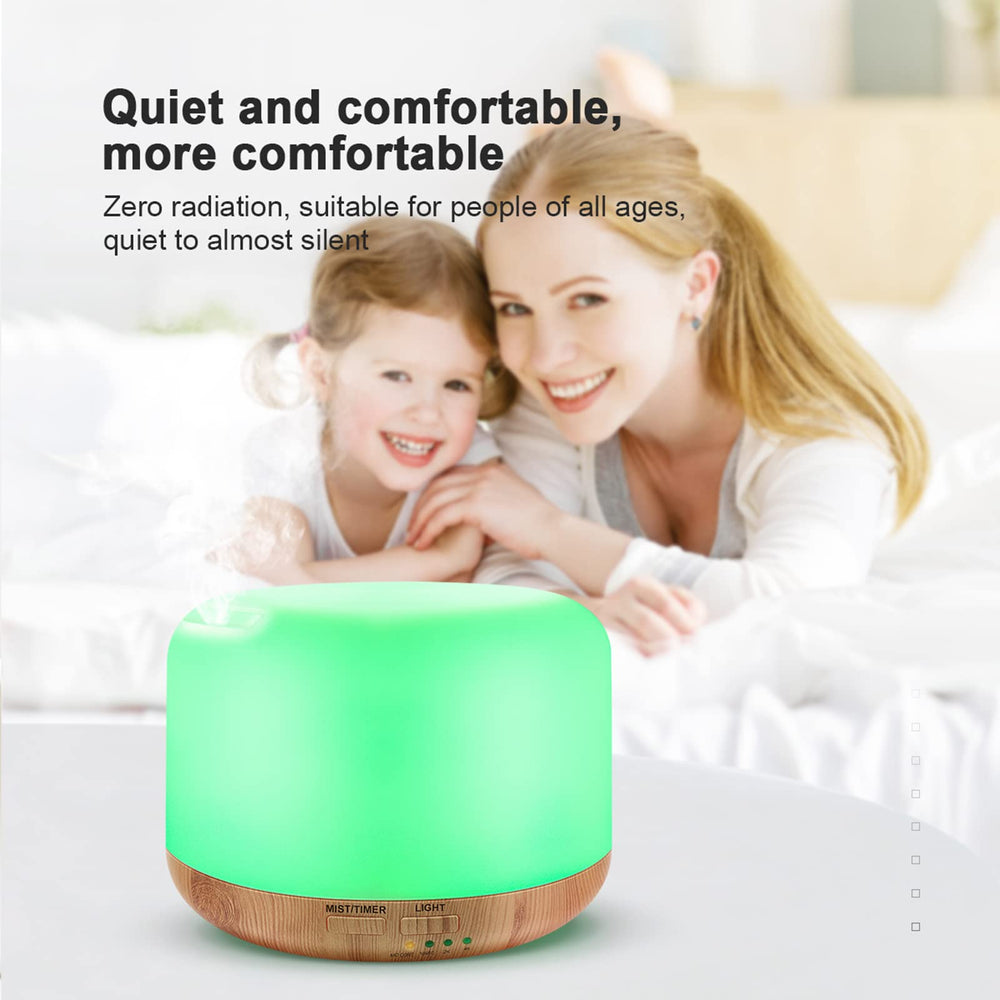Marchred ultrasonic diffuser emitting a soft cool mist in a calm room.