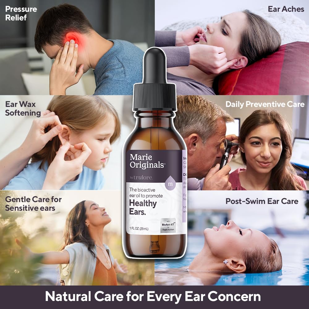 Family-friendly Marie Originals ear oil drops for adults, kids, and pets.