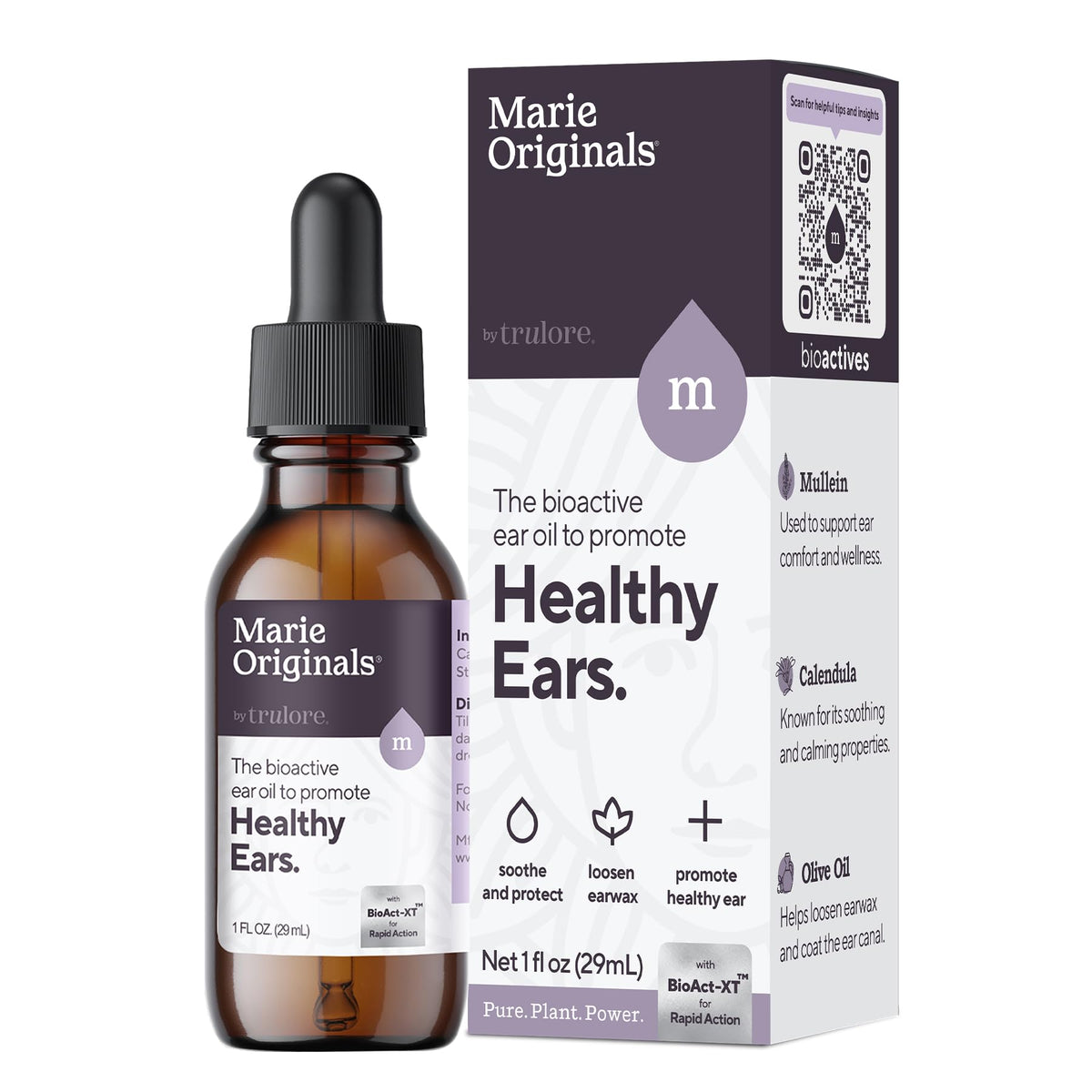 Marie Originals Natural Ear Oil Drops bottle for gentle ear care and soothing relief.