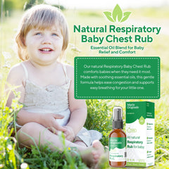 Marie Originals Baby Chest Rub hands-application demonstrates safe massage for chest and back.