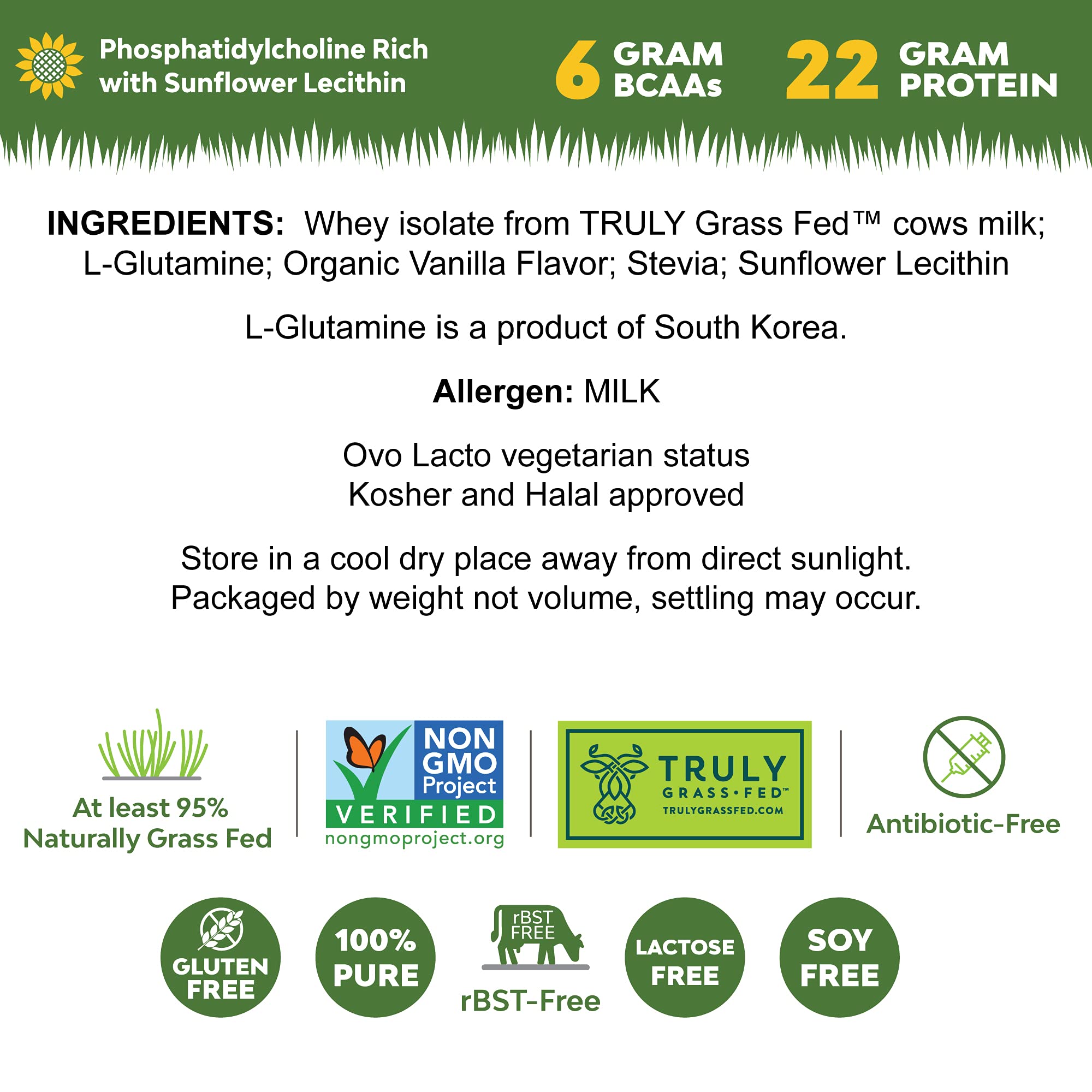 MariGold cold-processed whey protein isolate label emphasizes purity