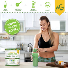 MariGold micro-filtered whey protein isolate container shows creamy texture