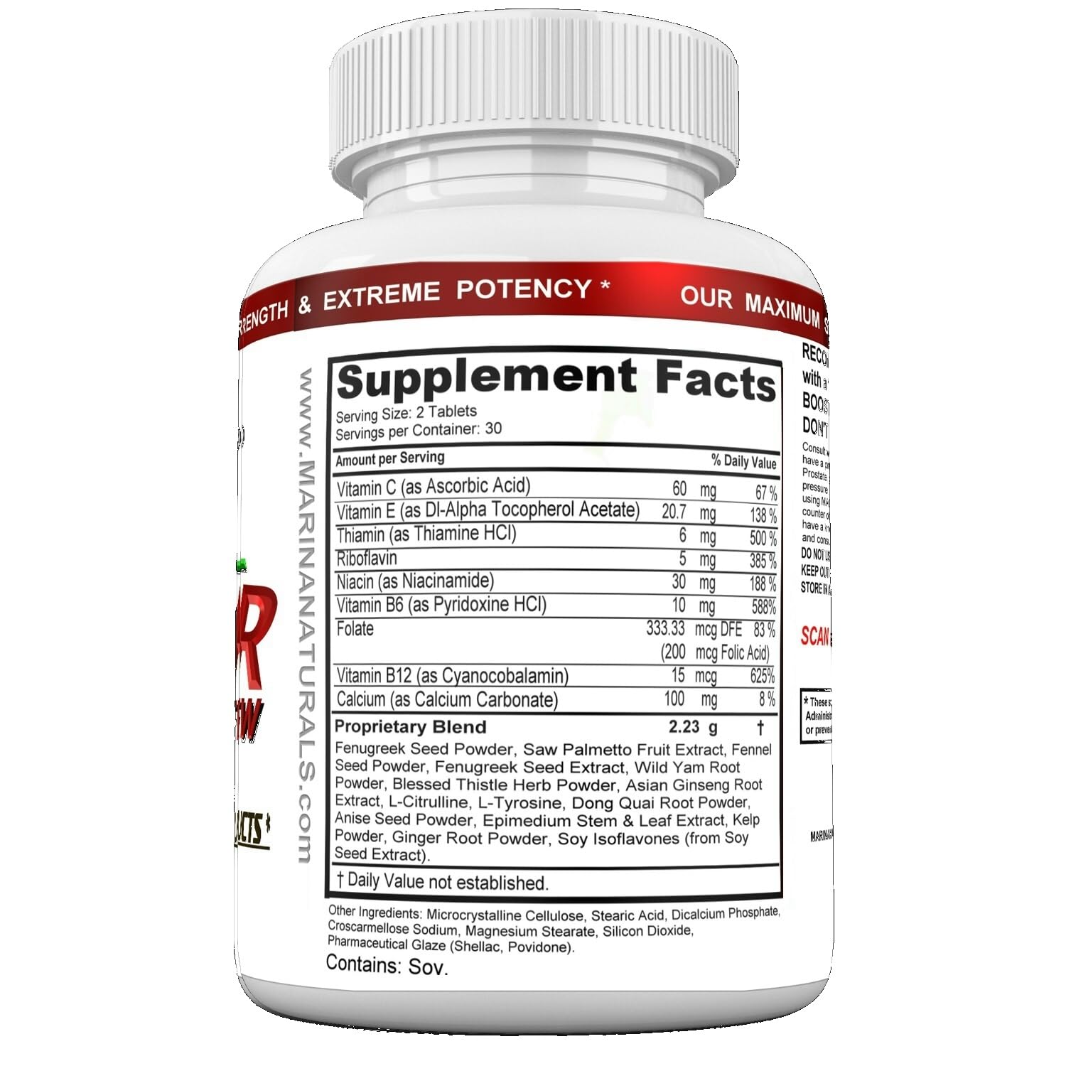 MARINANATURALS CURVIMORE BOOSTER packaging shows USA-made quality and herbal formulation.