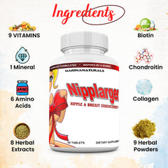 MARINANATURALS Nipplarger packaging close-up highlights natural ingredients and clean labeling.