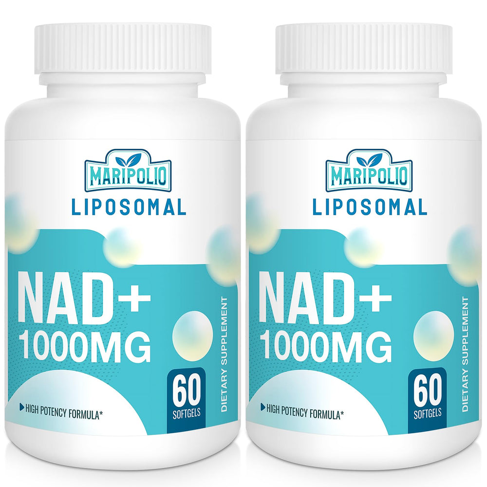 Maripolio liposomal NAD+ 1000mg softgels bottle demonstrates high-potency energy support.