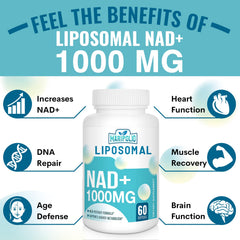 Maripolio Liposomal NAD+ label highlights purity and GMP-certified manufacturing