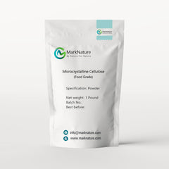 MarkNature MCC powder bottle with label, ideal viscosity modifier for food formulations.