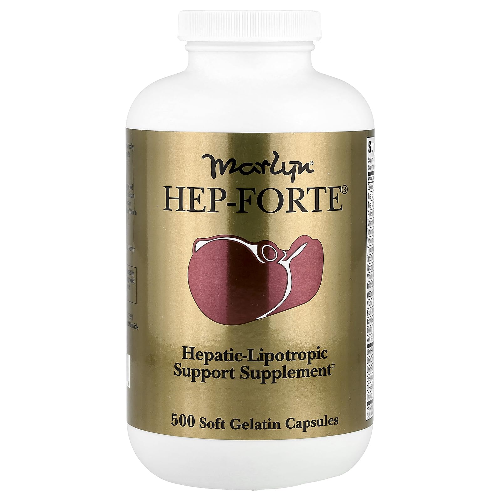 Marlyn HEP-FORTE bottle with capsules, supporting liver function and daily wellness.