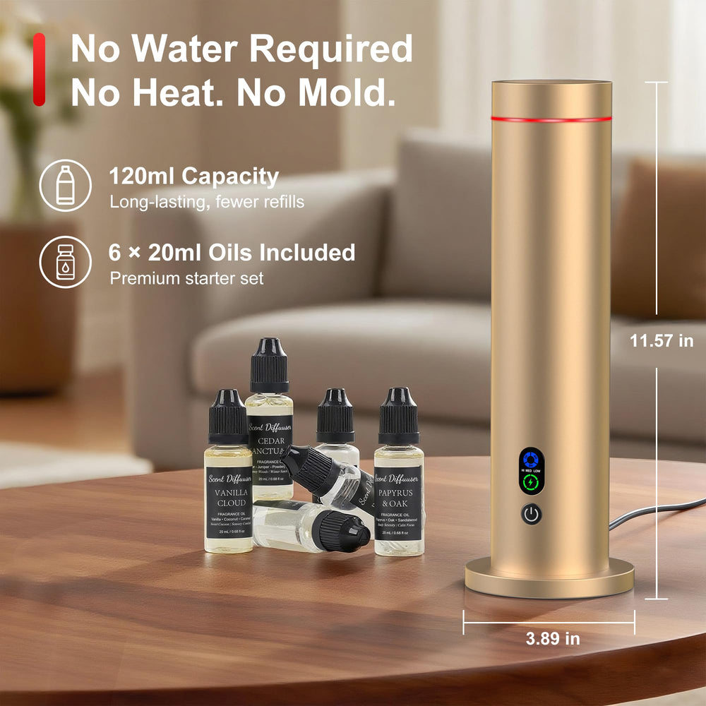 Maromalife Waterless Diffuser matte aluminium body blends with modern interiors.