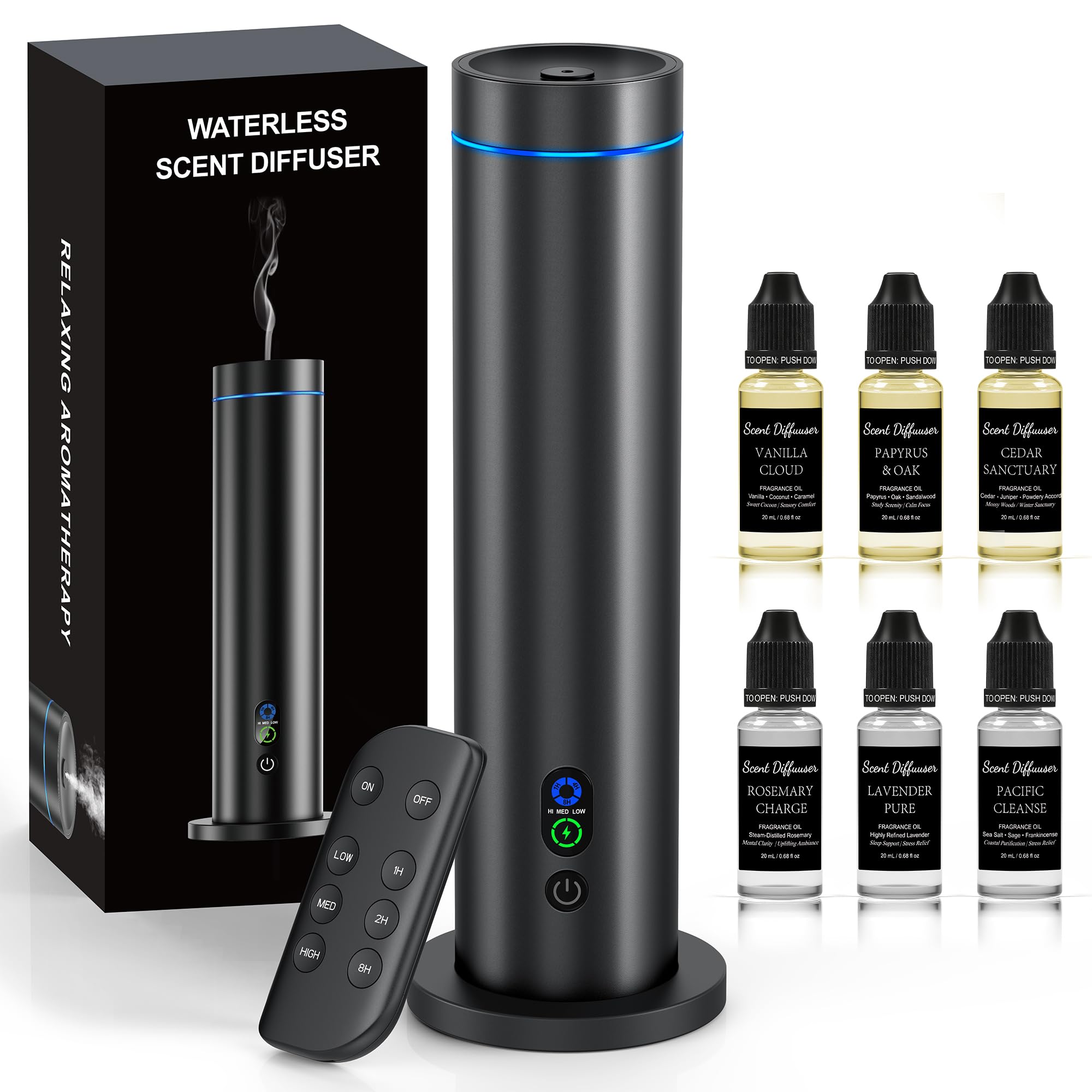 Maromalife waterless diffuser package with starter oils for easy scent setup.