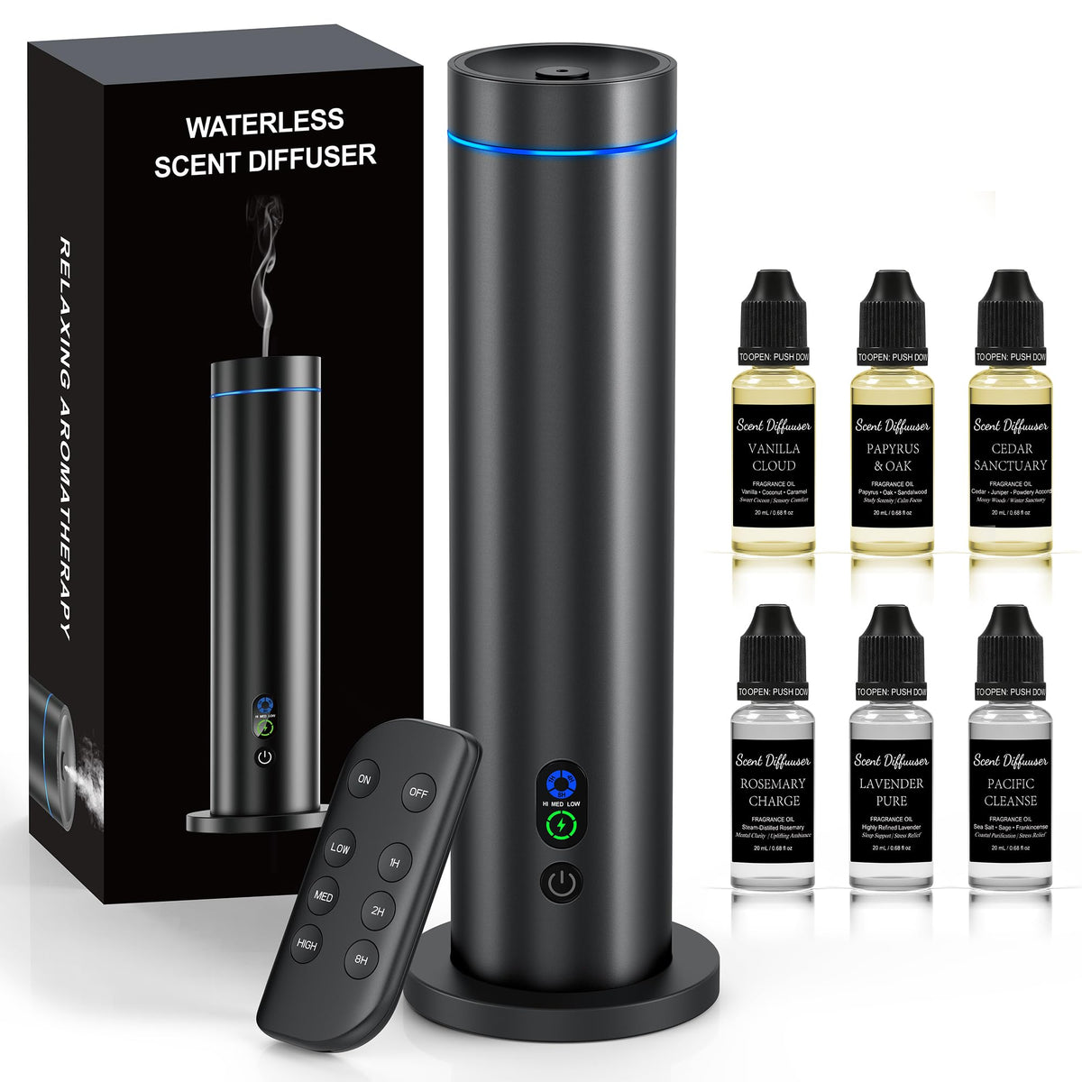 Maromalife waterless diffuser package with starter oils for easy scent setup.