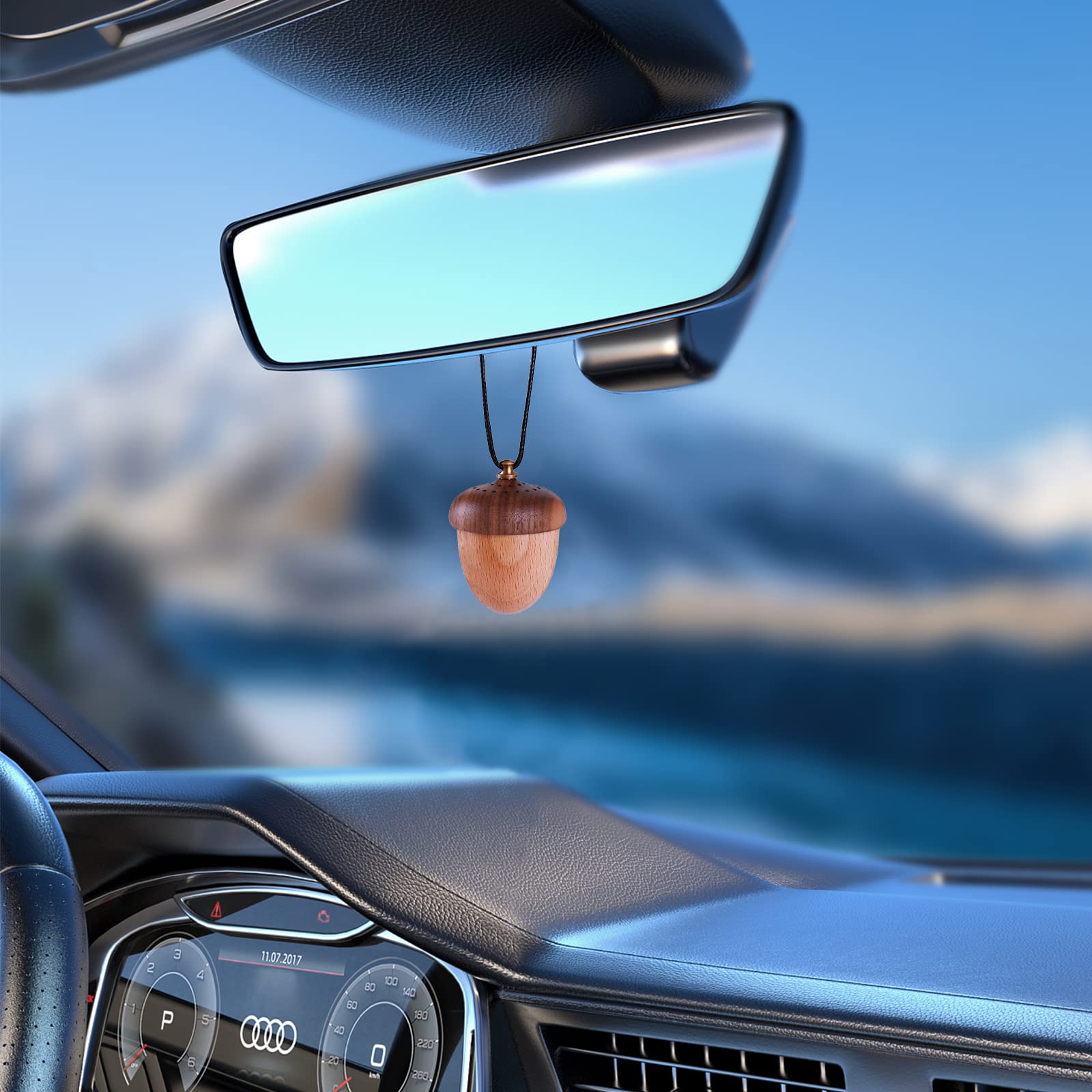 Maromalife acorn diffuser inside car releasing a subtle aroma