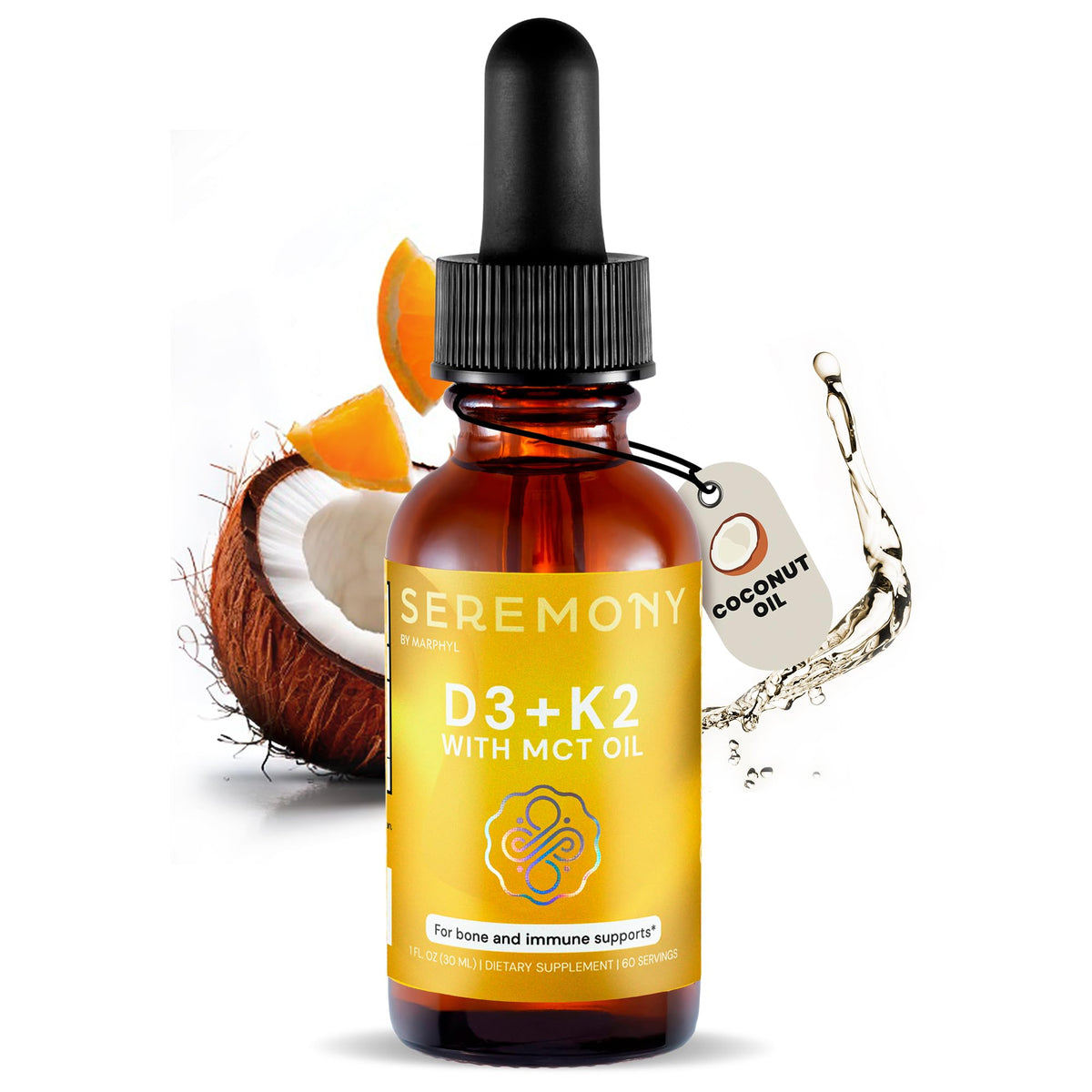 MARPHYL SEREMONY bottle with dropper for convenient daily immune and bone support.
