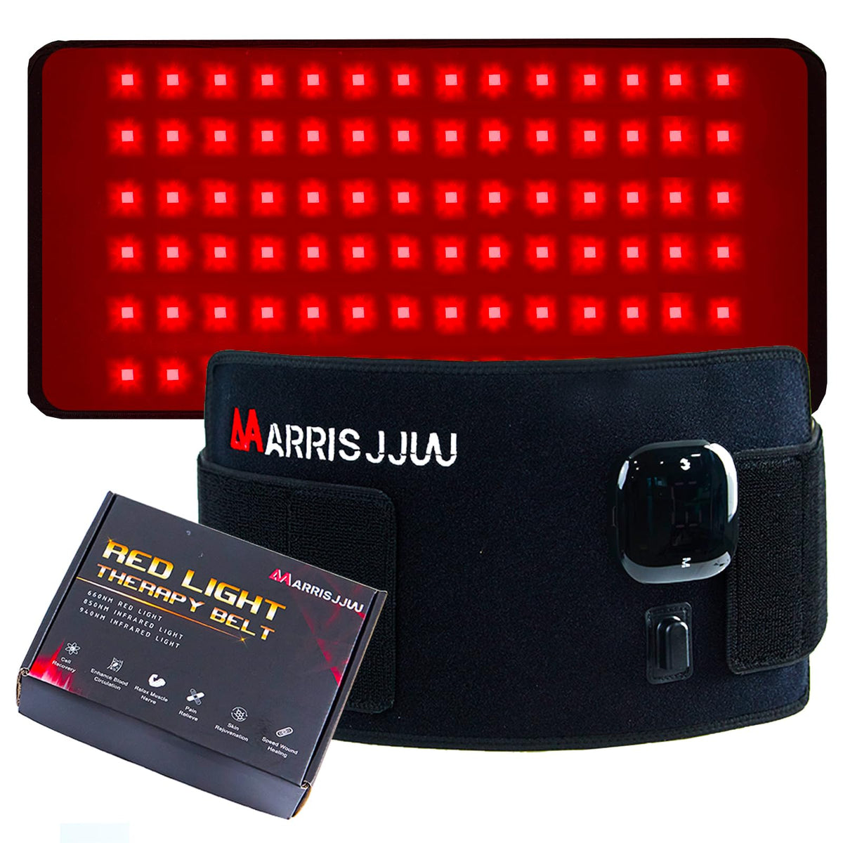 MarrisJjw Rechargeable Belt front view for full-body red light therapy.