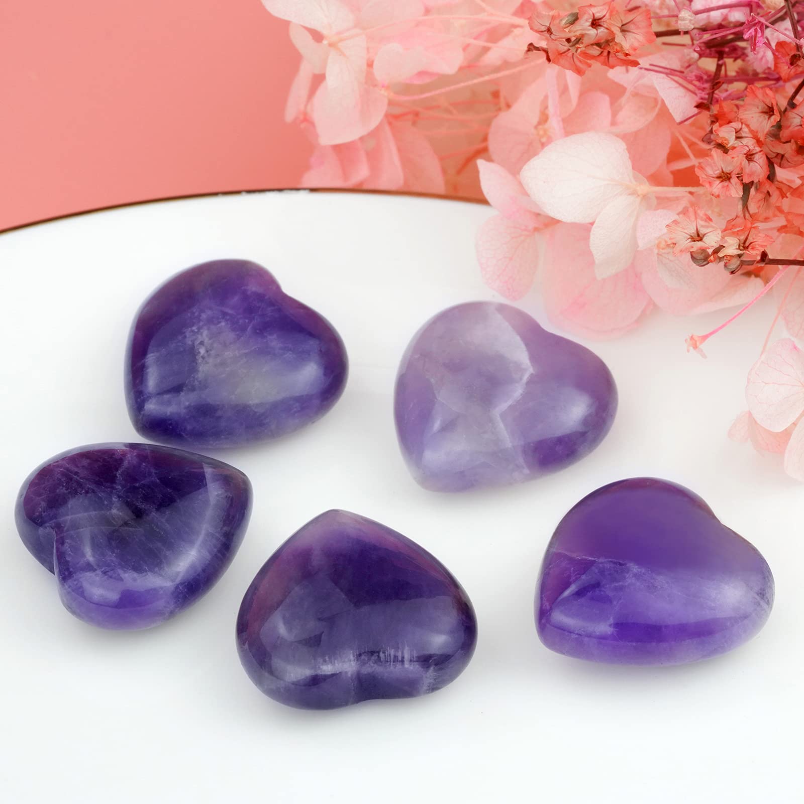 Marrywindix amethyst healing crystal palm stone ideal for mindfulness