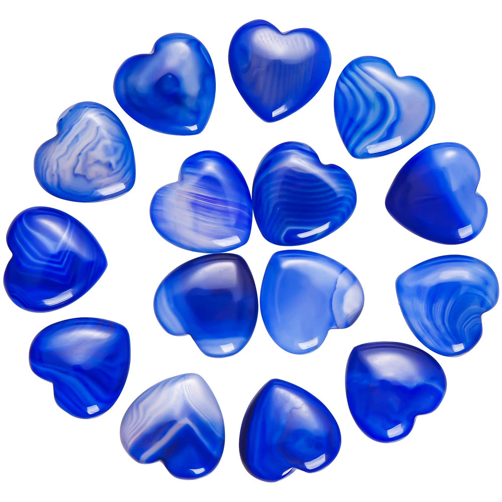 Marrywindix blue agate heart palm stone in hand for calming focus