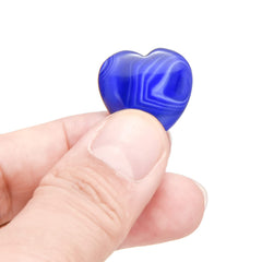 Marrywindix blue agate heart stones arranged in a grid for energy focus