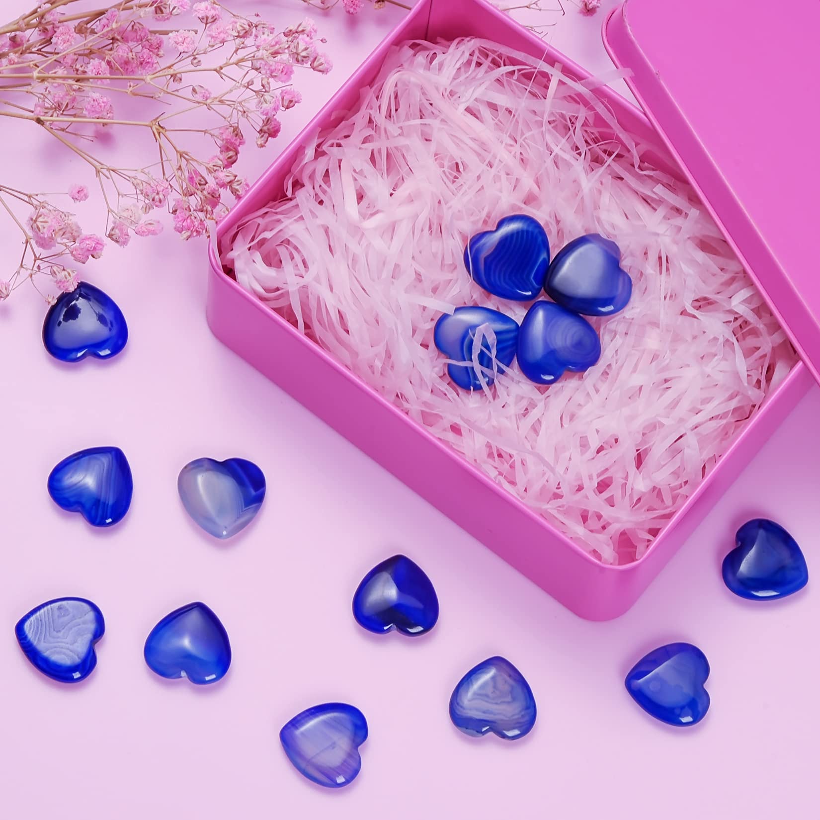 Marrywindix polished blue agate heart palm stone as decorative paperweight