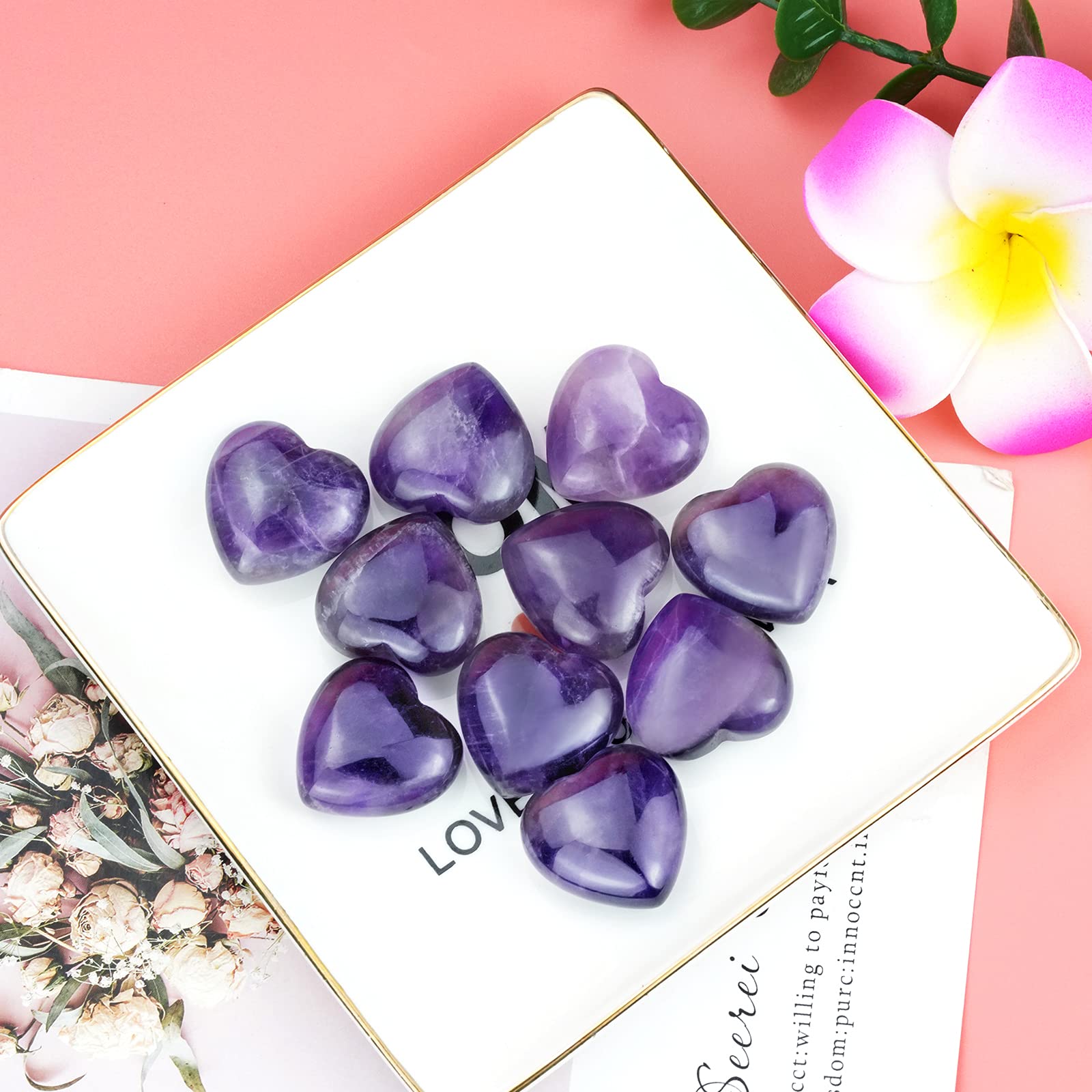 Marrywindix heart-shaped amethyst stone for energy work