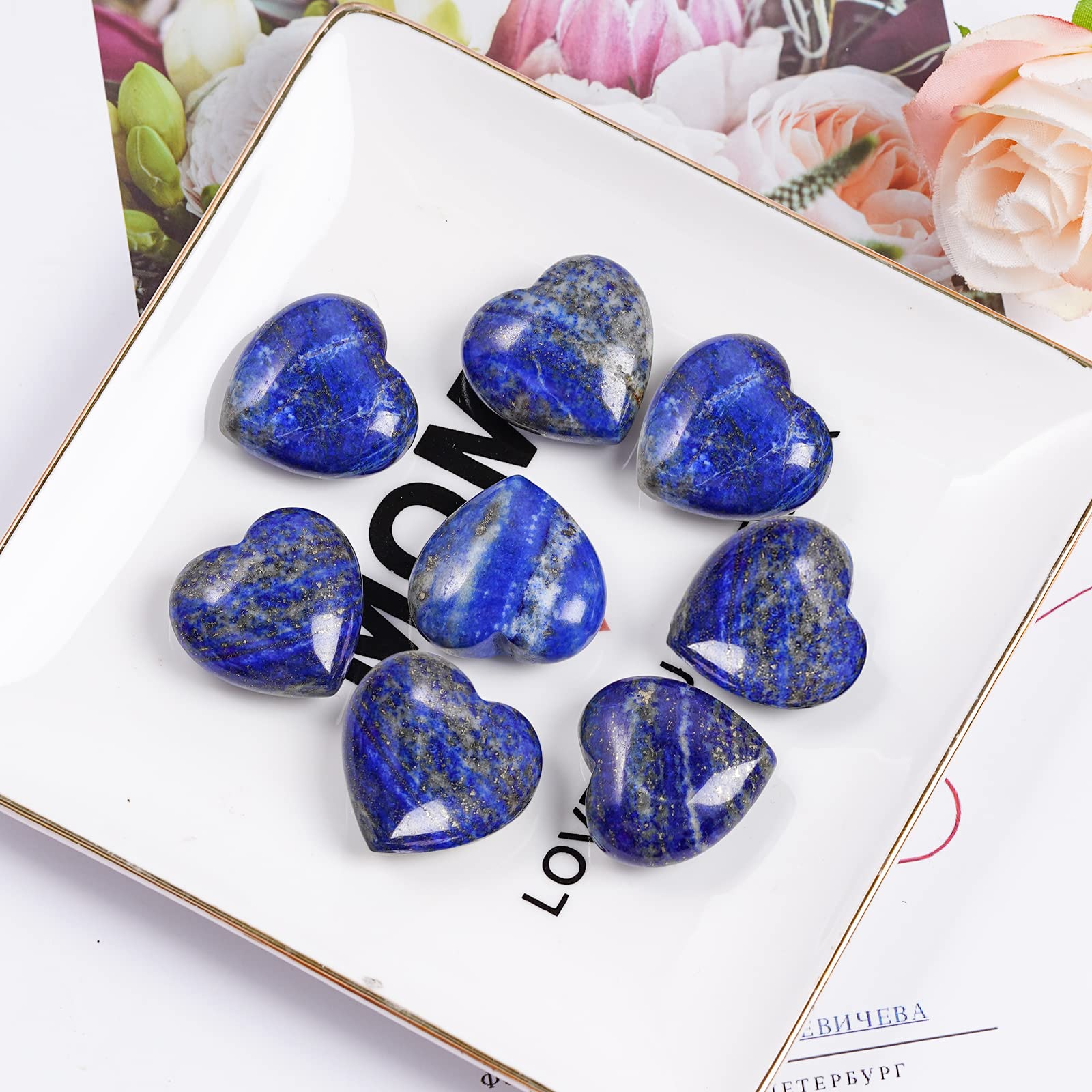 One-inch heart-shaped lapis lazuli stone suitable for grip and grounding
