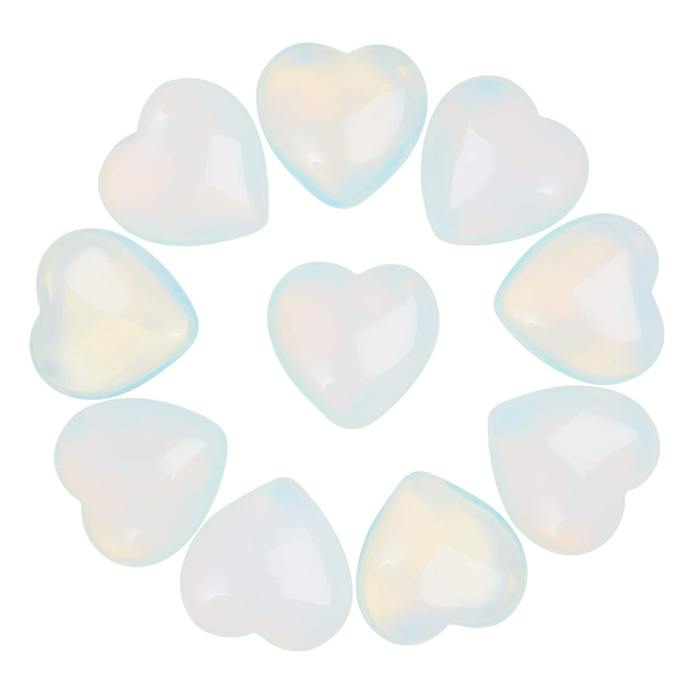 Marrywindix Opalite Heart Palm Stone close-up showing soft translucence and polished heart shape for calm energy
