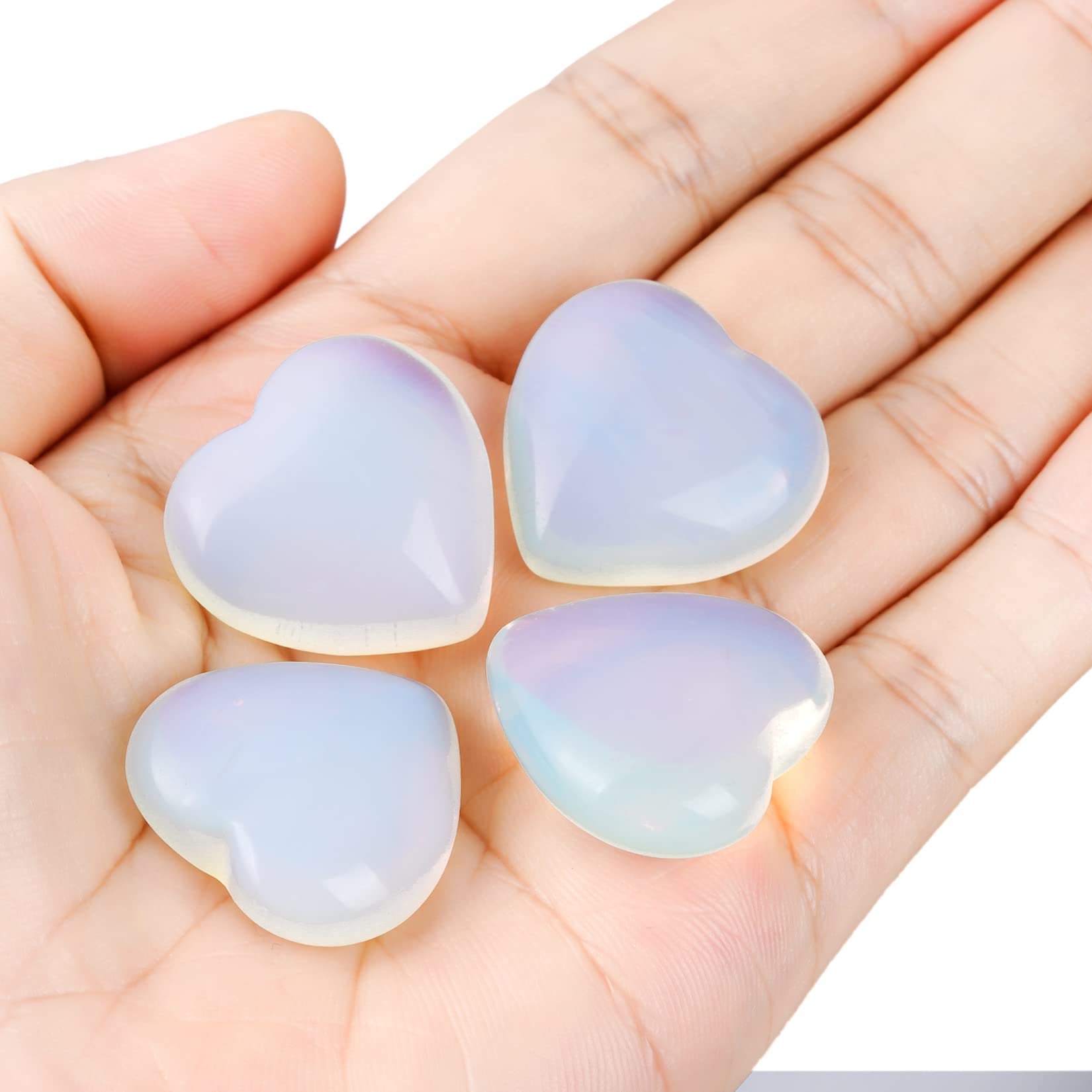 Marrywindix Opalite Heart Palm Stone on desk as gentle decor and energy aid