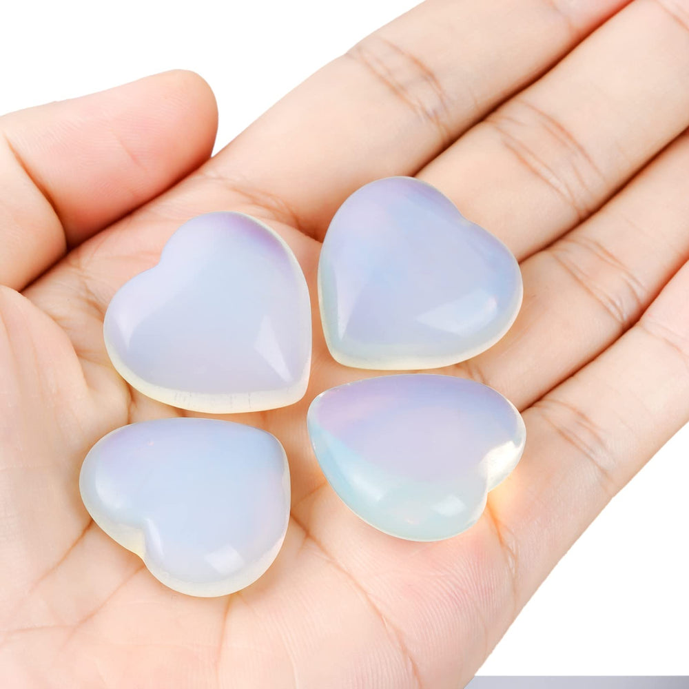 Marrywindix Opalite Heart Palm Stone on desk as gentle decor and energy aid