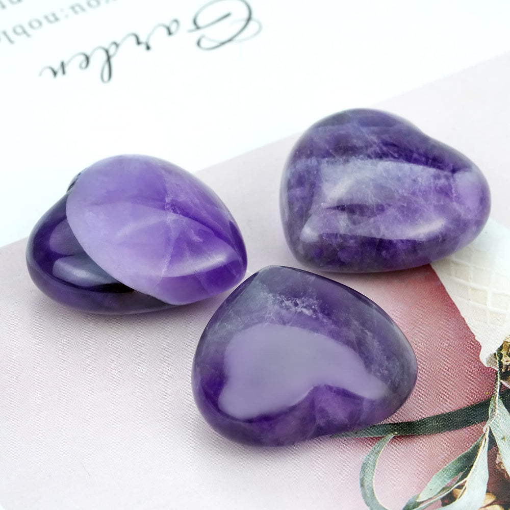 Marrywindix pocket-sized amethyst heart stone for daily carry