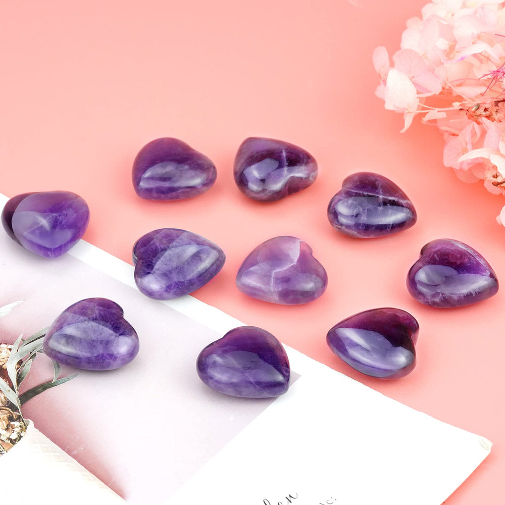 Marrywindix polished amethyst heart stone 1 inch for home decor