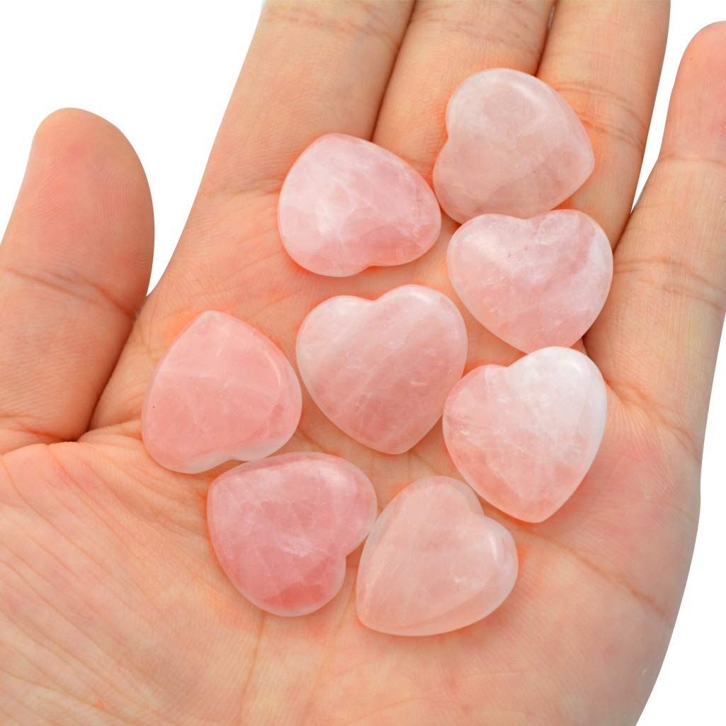 Marrywindix natural rose quartz heart palm stone for chakra balancing