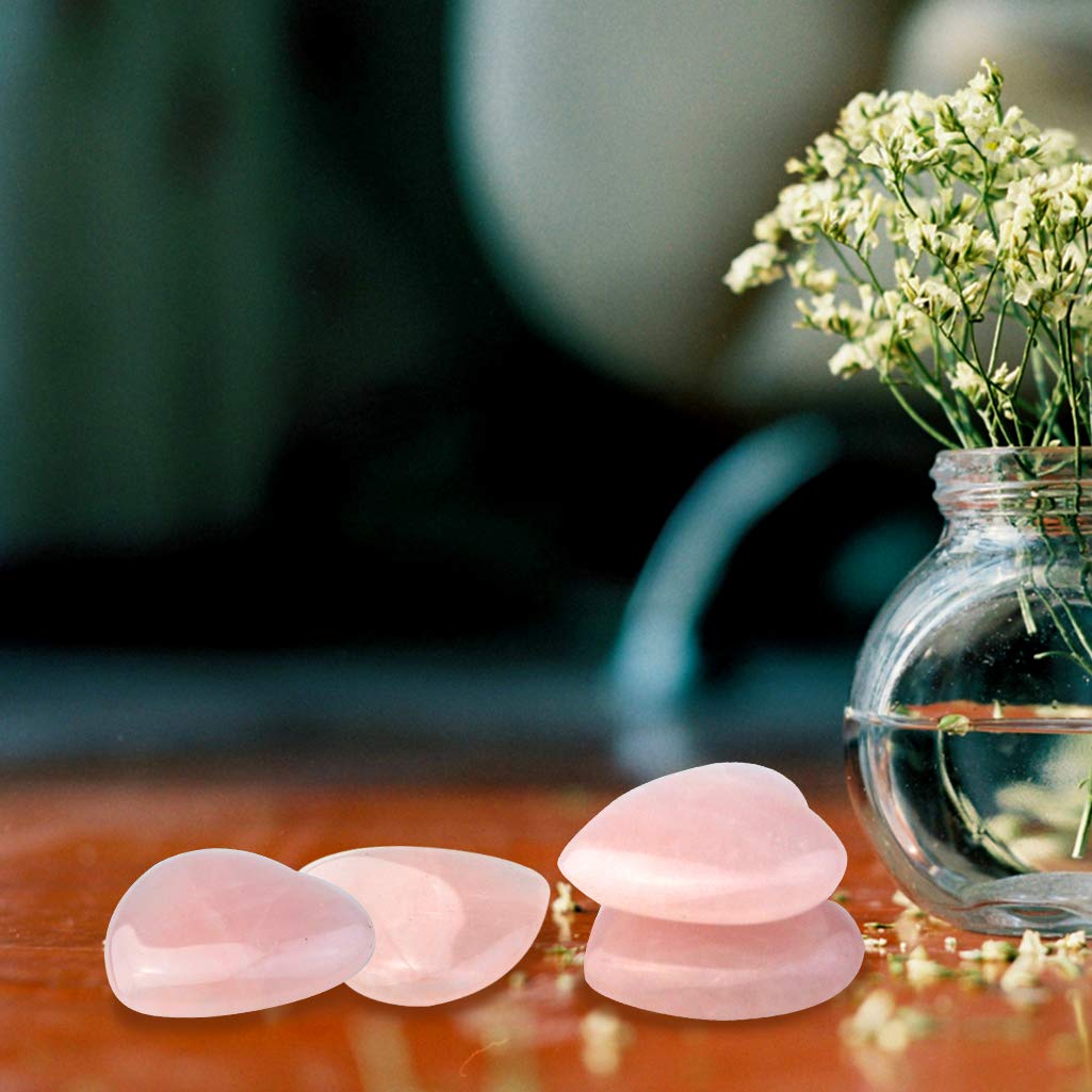 Marrywindix rose quartz heart palm stone as a decorative paperweight