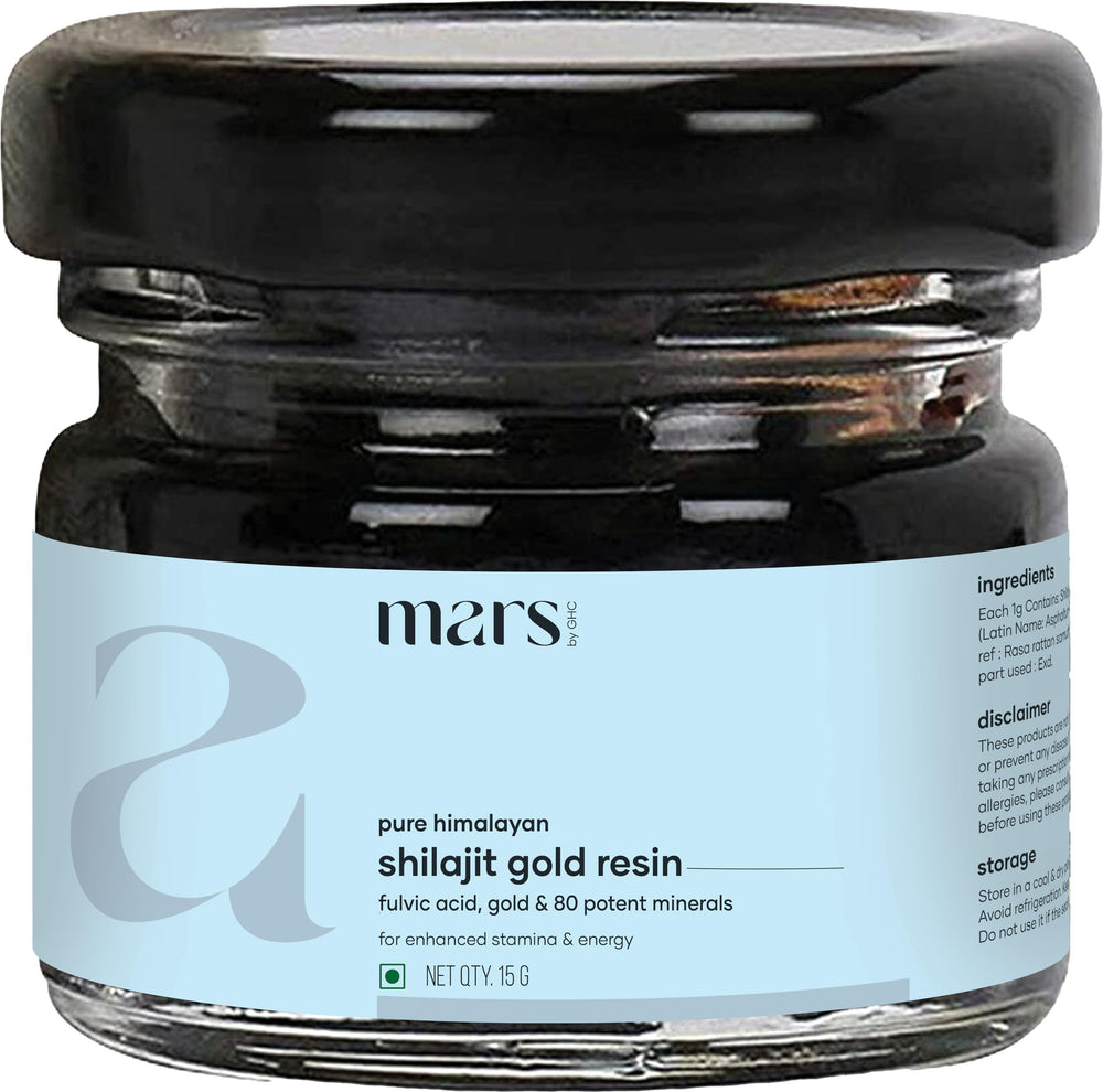 Mars by GHC Shilajit Gold Resin bottle close-up for daily vitality