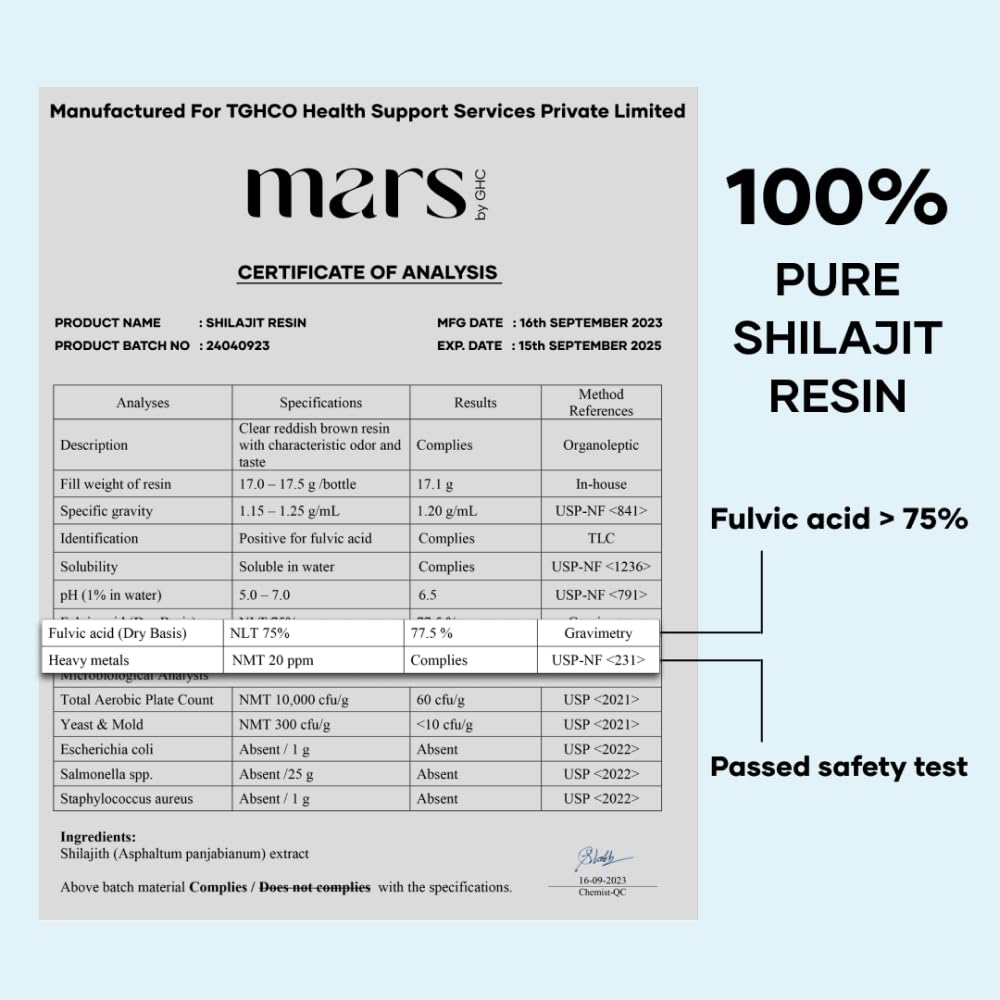 Mars by GHC Shilajit Gold Resin dissolving in water for convenient energy support