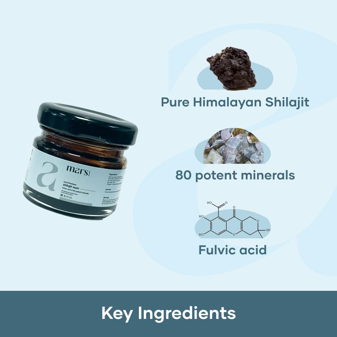 Mars by GHC Shilajit Gold Resin jar close-up with spoon for precise daily dosing