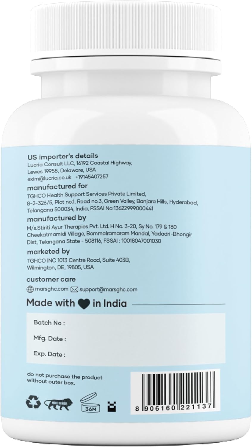 Mars by GHC Mars Sea Moss Caps ingredients display: natural plant blend powering everyday vitality.