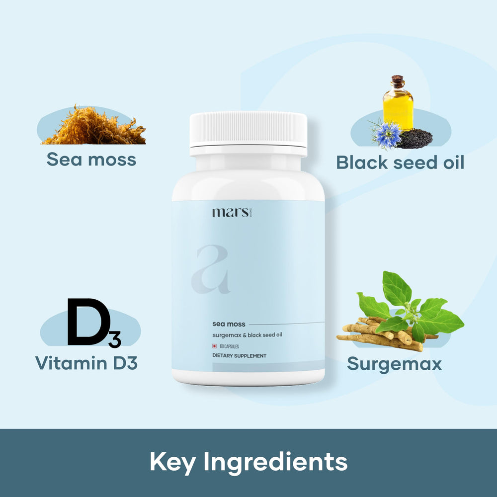 Mars by GHC Mars Sea Moss Caps pour action: easy-to-use cap pour for steady daily dosing.
